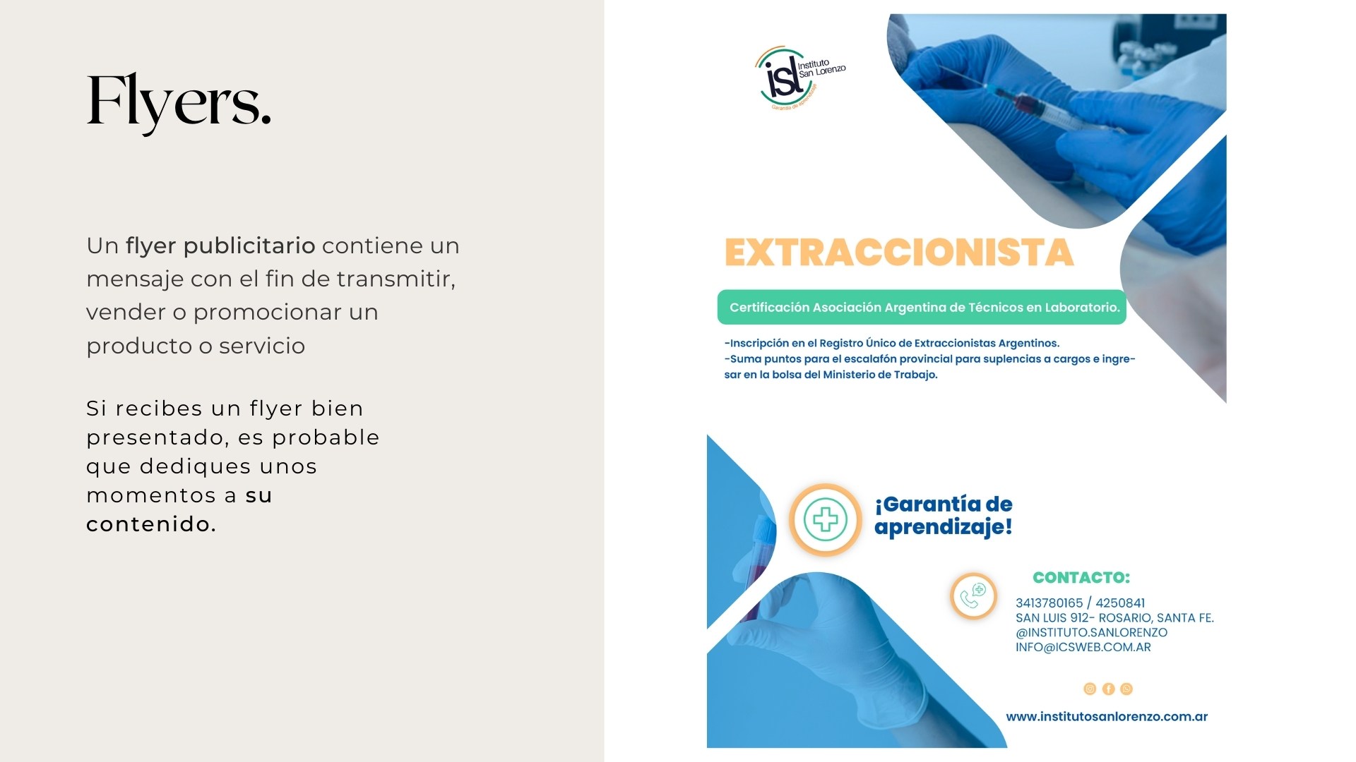 Flyers publicitarios y ejemplo ilustrado