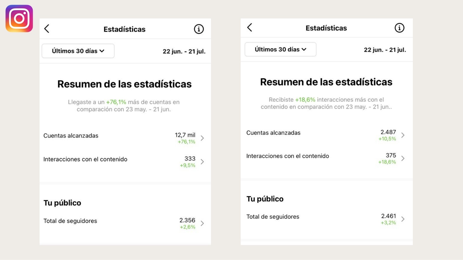 Estadisticas de clientes en red social Instagram